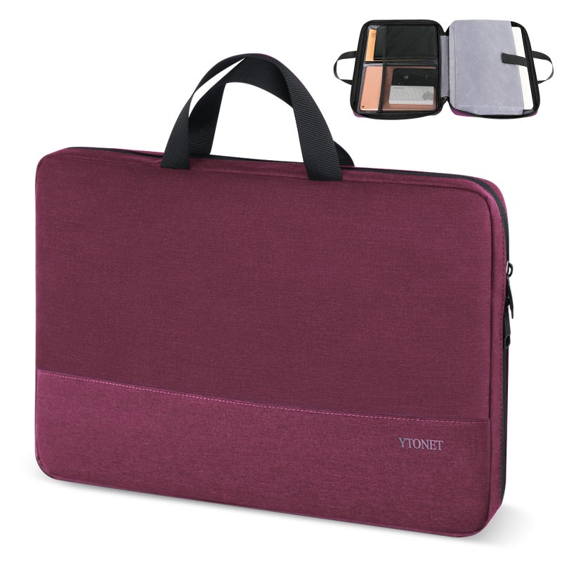 Ytonet Laptop Case 15.6 Inch, TSA Friendly Laptop Sleeve Cover with Handle for Women, Protective Slim Computer Carrying Case Compatible with HP Dell Lenovo Asus Notebooks, Purple Red - Image 1